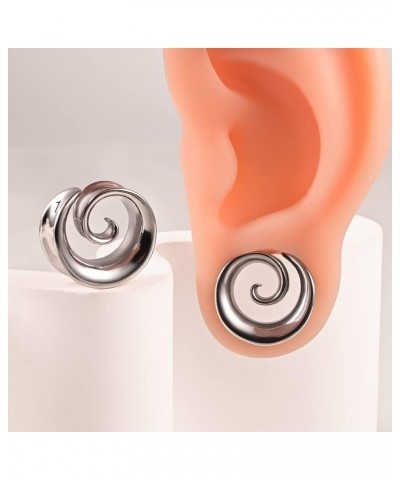 2PCS Fashion Round Spiral Saddle Plugs Hangers for Stretched Lobe Ear Tunnels Gauges Plugs Piercing Body Jewelry 16mm(5/8") S...