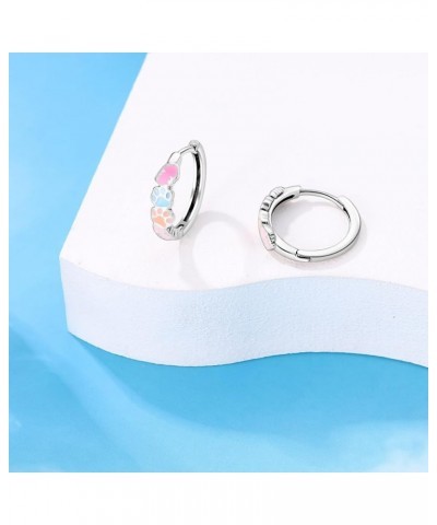 925 Sterling Silver Hoop Earrings Huggie Earrings Colorful Cubic Zirconia Hypoalleric Small Hoop Earrings Fish Cat Earrings $...