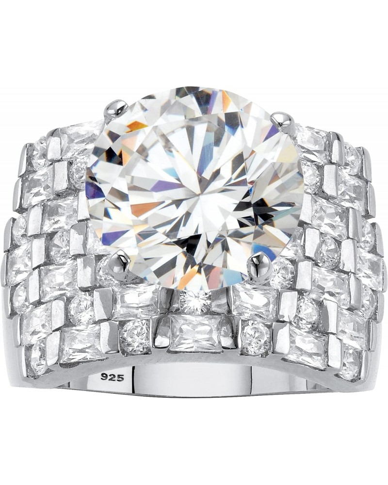 PalmBeach 18K Yellow Gold or Platinum Plated Sterling Silver Round Cubic Zirconia Multi Row Ring Size 9 $28.48 Rings