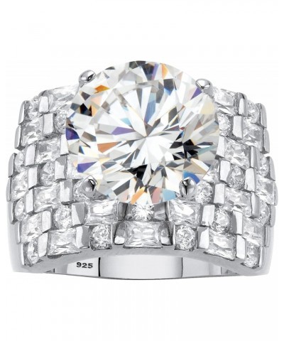 PalmBeach 18K Yellow Gold or Platinum Plated Sterling Silver Round Cubic Zirconia Multi Row Ring Size 9 $28.48 Rings