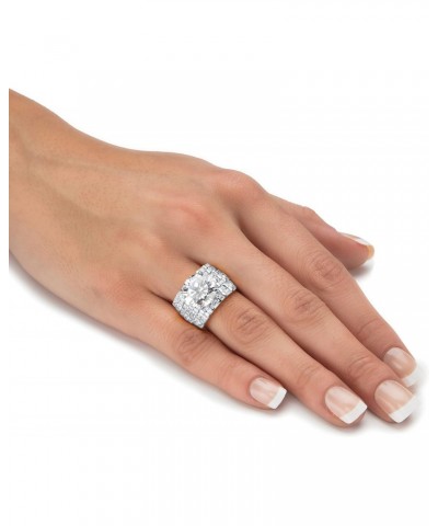 PalmBeach 18K Yellow Gold or Platinum Plated Sterling Silver Round Cubic Zirconia Multi Row Ring Size 9 $28.48 Rings