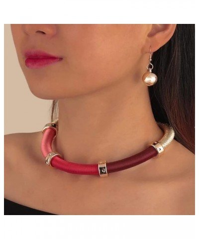 African Necklace Set Gothic Necklace Jewelry Chunky Choker Necklace for Women and Girls Red $8.09 Necklaces