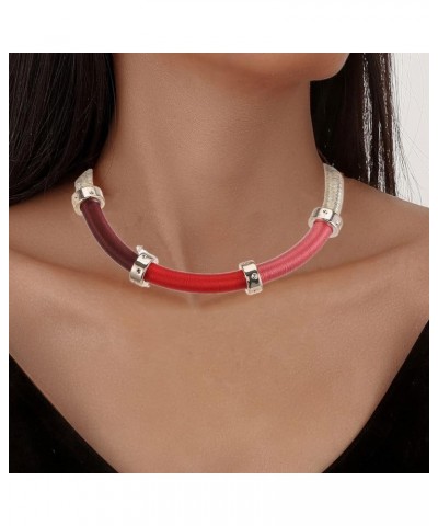 African Necklace Set Gothic Necklace Jewelry Chunky Choker Necklace for Women and Girls Red $8.09 Necklaces