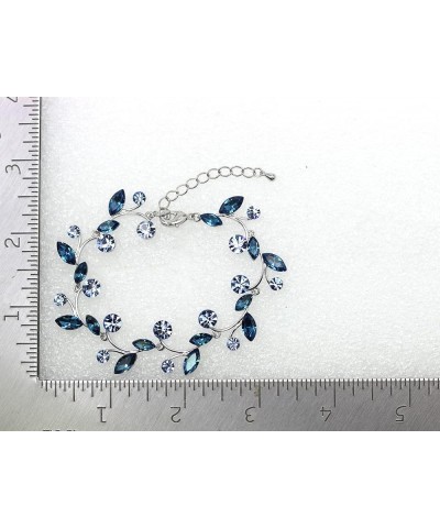 Gorgeous Rhinestone Crystal Floral Necklace Earrings Set Navy Blue / Matching Bracelet $22.16 Jewelry Sets