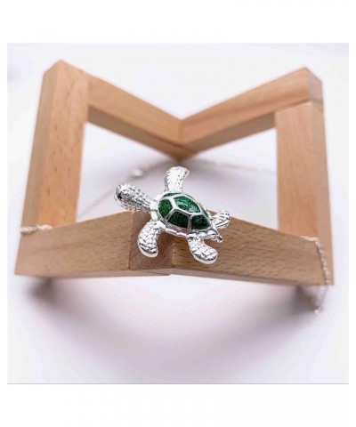 Sea Turtle Pendant Necklace for Women Men Girls Boys, Silver Plated Link Chain Animal Jewlery Z-green $5.26 Necklaces