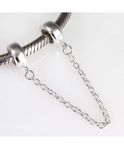 Safety Chain with Rubber Stopper Beads 925 Sterling Silver Safety Chain Charms Fits European Bracelet Silver $9.83 Bracelets