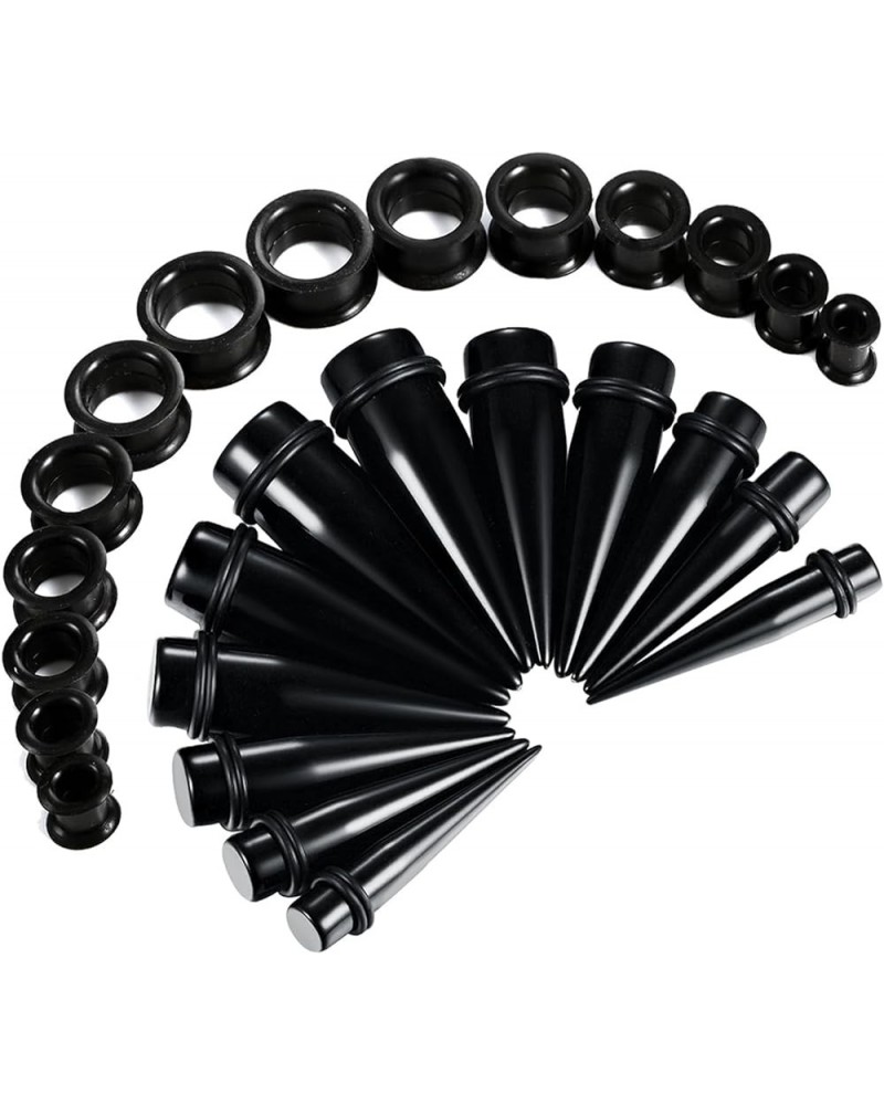 24PC Ear Stretching Kit - 00G-20mm Big Gauges - Solid Acrylic Heavy Tapers No Flare Plugs O-Rings - Stretchers Weights Expand...