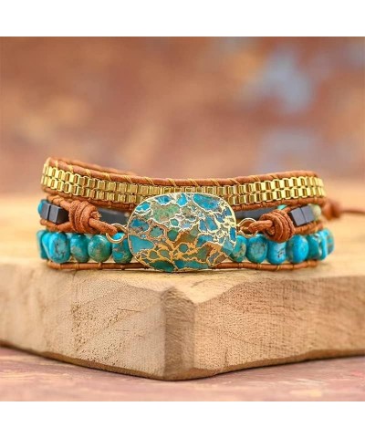 Boho Jasper Natural Stone Handmade Wrap Bracelet Bead Jewelry Bohemian Style Multilayer Wraps Bracelet Gemstone Beads Bracele...