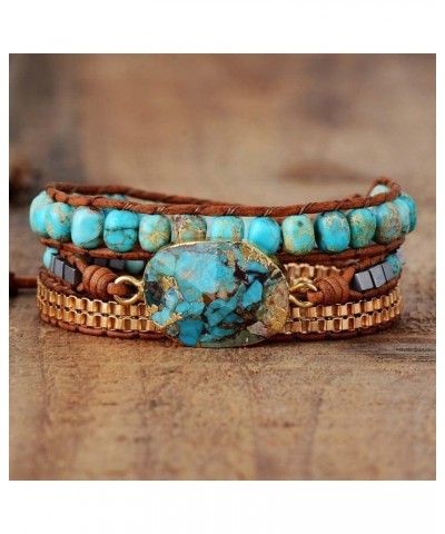 Boho Jasper Natural Stone Handmade Wrap Bracelet Bead Jewelry Bohemian Style Multilayer Wraps Bracelet Gemstone Beads Bracele...