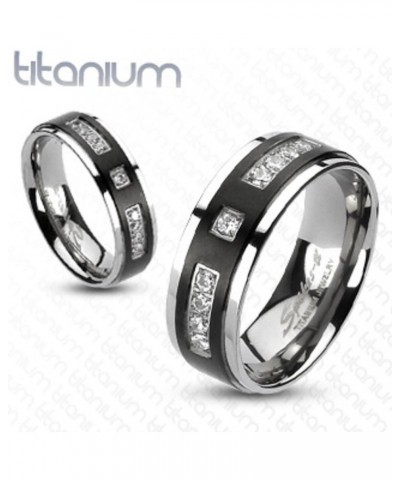 Her and His Stainless Steel Wedding and Engagement Ring and Titanium Wedding Band Set Women's Size 07 Men's Size 11 $20.50 Sets