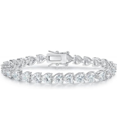 18K White Gold Heart Tennis Bracelet for Women Heart Cubic Zirconias, Size 6-8 inches Heart - 7 inch $13.43 Bracelets