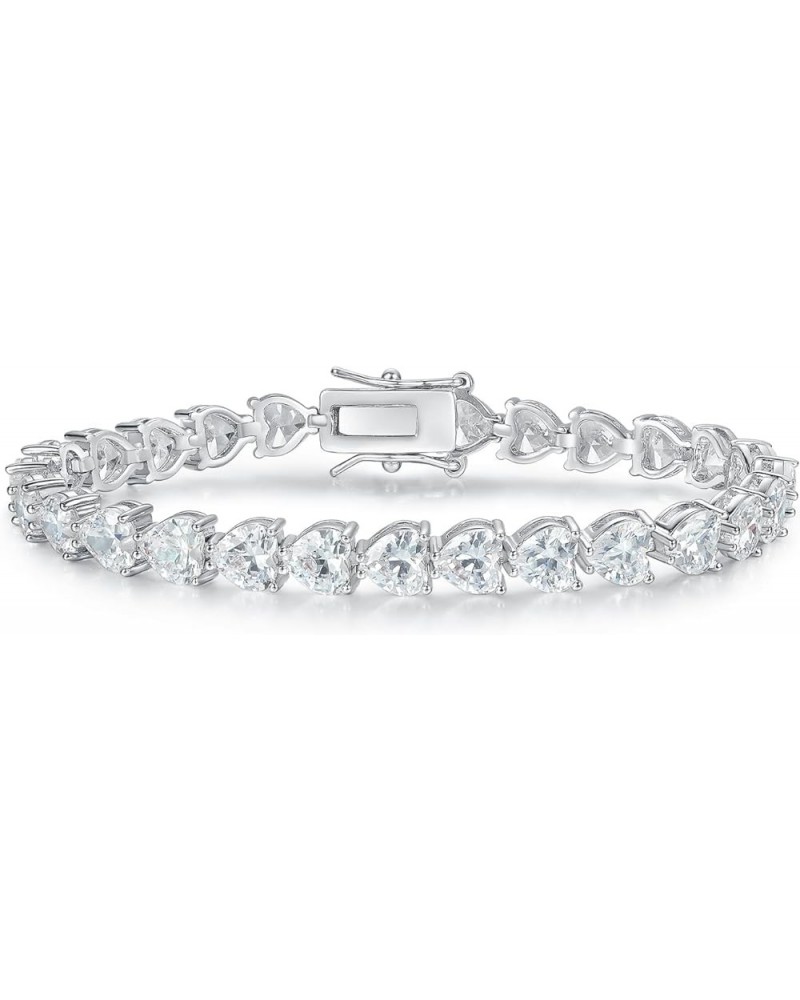 18K White Gold Heart Tennis Bracelet for Women Heart Cubic Zirconias, Size 6-8 inches Heart - 7 inch $13.43 Bracelets