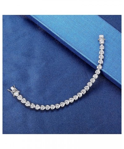 18K White Gold Heart Tennis Bracelet for Women Heart Cubic Zirconias, Size 6-8 inches Heart - 7 inch $13.43 Bracelets