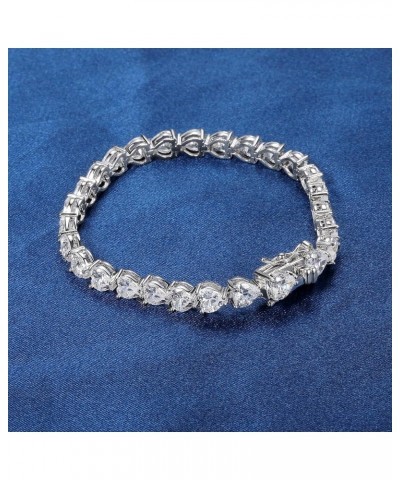 18K White Gold Heart Tennis Bracelet for Women Heart Cubic Zirconias, Size 6-8 inches Heart - 7 inch $13.43 Bracelets