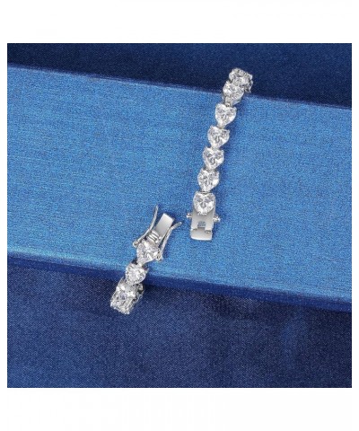 18K White Gold Heart Tennis Bracelet for Women Heart Cubic Zirconias, Size 6-8 inches Heart - 7 inch $13.43 Bracelets