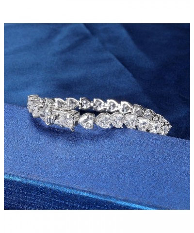 18K White Gold Heart Tennis Bracelet for Women Heart Cubic Zirconias, Size 6-8 inches Heart - 7 inch $13.43 Bracelets