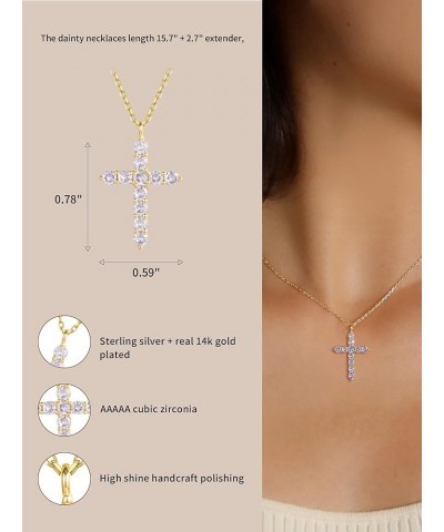 Cross Necklace for Women Cross Chain Sterling Silver Cross Cubic Zirconia Necklace Gold Cross Necklace Simple Dainty Necklace...