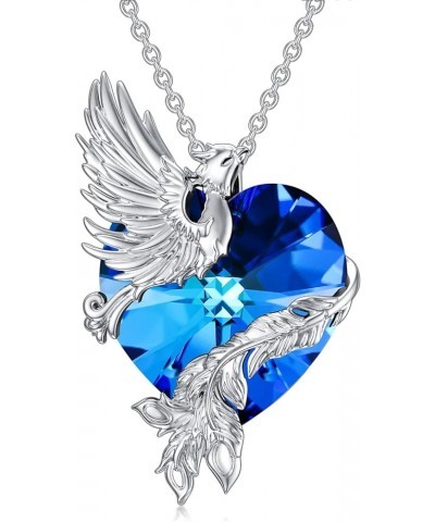 Mermaid Dragon Phoenix Necklace in Sterling Silver Jewelry Gifts for Women Girl Phoenix Heart Crystal $23.64 Necklaces