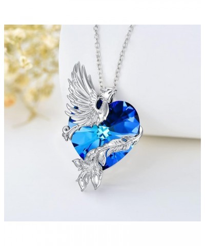 Mermaid Dragon Phoenix Necklace in Sterling Silver Jewelry Gifts for Women Girl Phoenix Heart Crystal $23.64 Necklaces