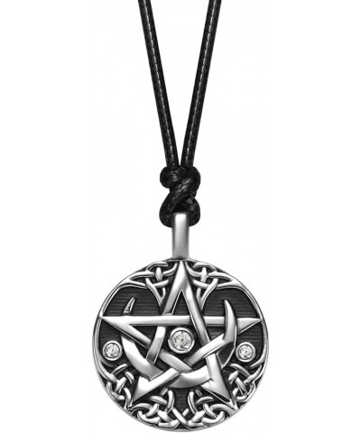 Gothic Jewelry for Women or Men - Pentagram Necklace - Celtic Star and Fire Medallion - Antique Finish Pentacle - Wiccan Paga...