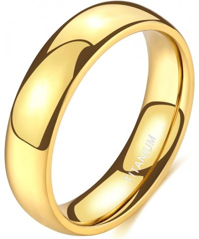 2mm 4mm 6mm Gold Titanium Ring Plain Dome High Polished Wedding Band Comfort Fit Size 3-13.5 6mm 7.5 $9.17 Rings