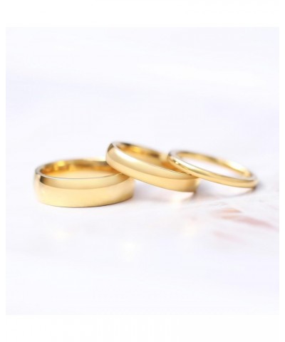 2mm 4mm 6mm Gold Titanium Ring Plain Dome High Polished Wedding Band Comfort Fit Size 3-13.5 6mm 7.5 $9.17 Rings