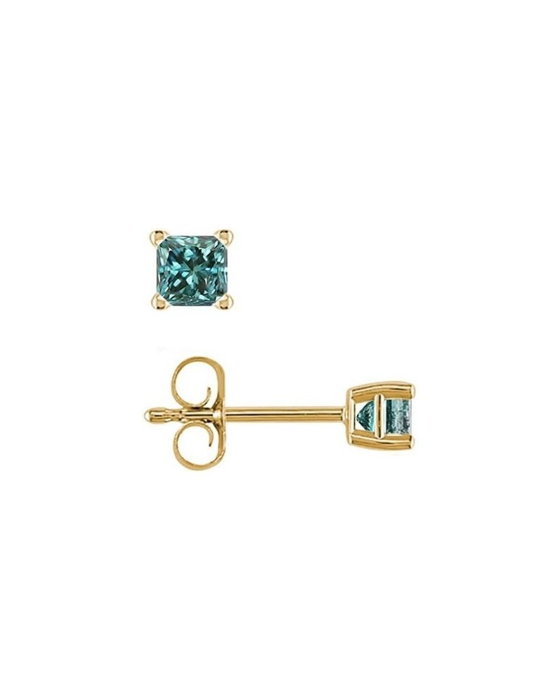 Princess cut Blue Diamond Stud (IGI Certified 0.70ct & up) AAA Quality, 0.04 ct - 2.00 ct Yellow Gold 0.06 carats $25.18 Earr...