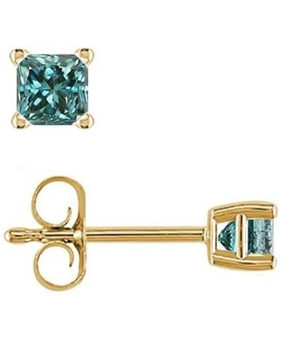 Princess cut Blue Diamond Stud (IGI Certified 0.70ct & up) AAA Quality, 0.04 ct - 2.00 ct Yellow Gold 0.06 carats $25.18 Earr...