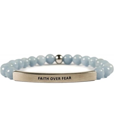 Hope Collection Unisex Stretchable Bracelets (FAITH OVER FEAR) Blue Angelite Small (6-7 inches) $17.97 Others