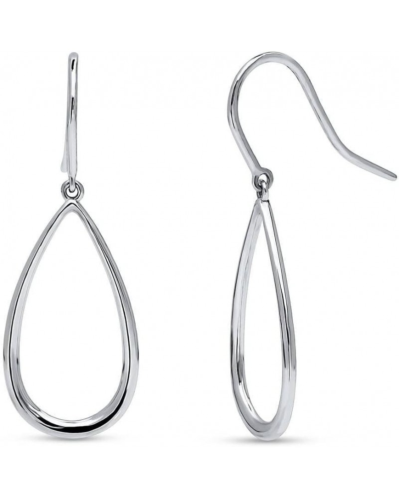 Sterling Silver Teardrop Fish Hook Dangle Drop Earrings for Women, Rhodium Plated $14.57 Earrings