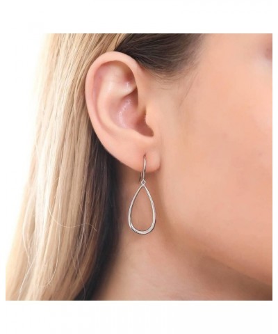 Sterling Silver Teardrop Fish Hook Dangle Drop Earrings for Women, Rhodium Plated $14.57 Earrings