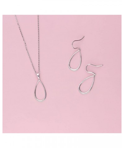 Sterling Silver Teardrop Fish Hook Dangle Drop Earrings for Women, Rhodium Plated $14.57 Earrings