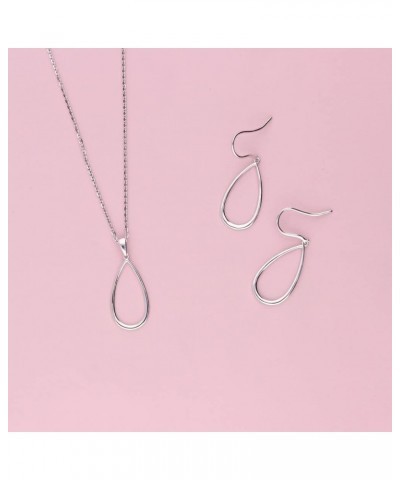 Sterling Silver Teardrop Fish Hook Dangle Drop Earrings for Women, Rhodium Plated $14.57 Earrings