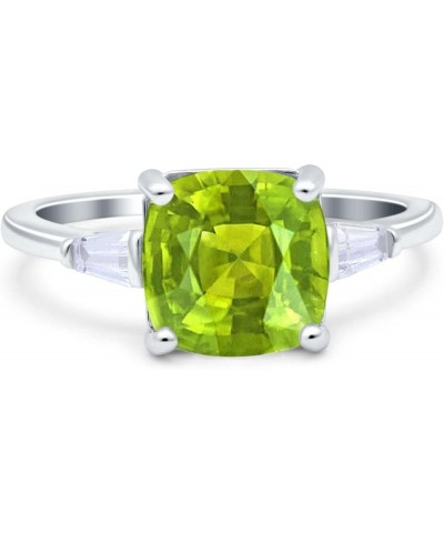 Cushion Cut Art Deco Wedding Bridal Ring Baguette Simulated Cubic Zirconia 925 Sterling Silver Simulated Peridot CZ $12.09 Br...