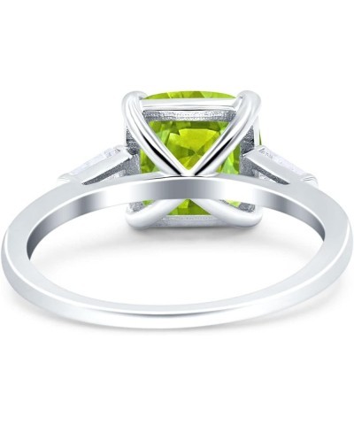 Cushion Cut Art Deco Wedding Bridal Ring Baguette Simulated Cubic Zirconia 925 Sterling Silver Simulated Peridot CZ $12.09 Br...