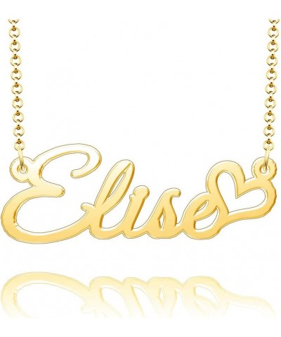 Personalized Name Necklace Custom Gold Name Plate Necklace Sterling Silver Love Heart Pendant Gift Card Elise-Gold $13.04 Nec...