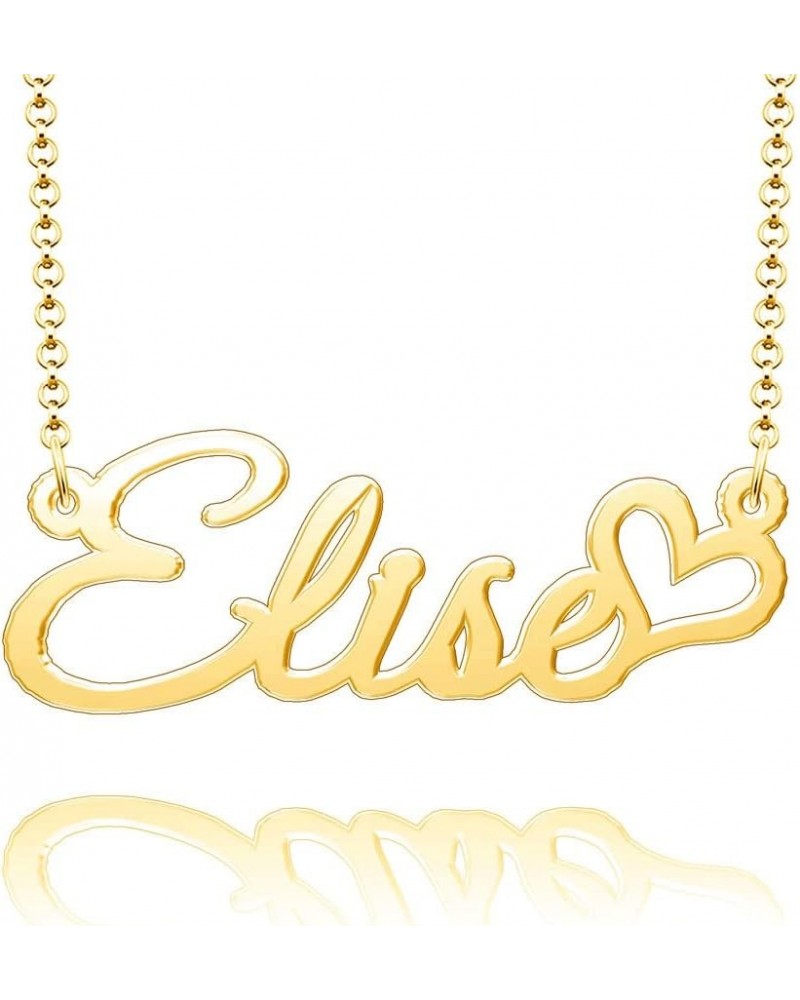 Personalized Name Necklace Custom Gold Name Plate Necklace Sterling Silver Love Heart Pendant Gift Card Elise-Gold $13.04 Nec...