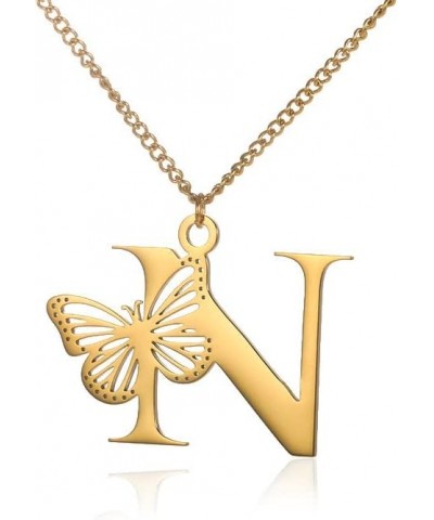 Butterfly InitialNecklace for Women Gold Letter Pendant Butterflies Love Heart Girl Mom Wife Christmas Family Girlfriend Gran...