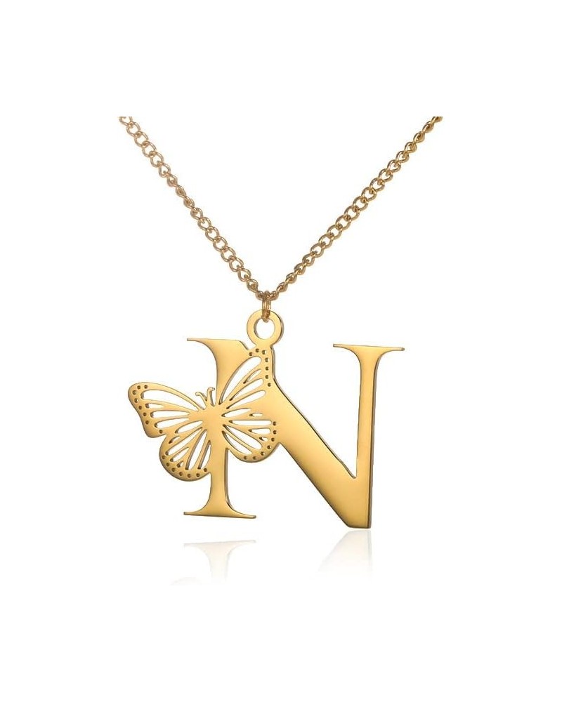 Butterfly InitialNecklace for Women Gold Letter Pendant Butterflies Love Heart Girl Mom Wife Christmas Family Girlfriend Gran...