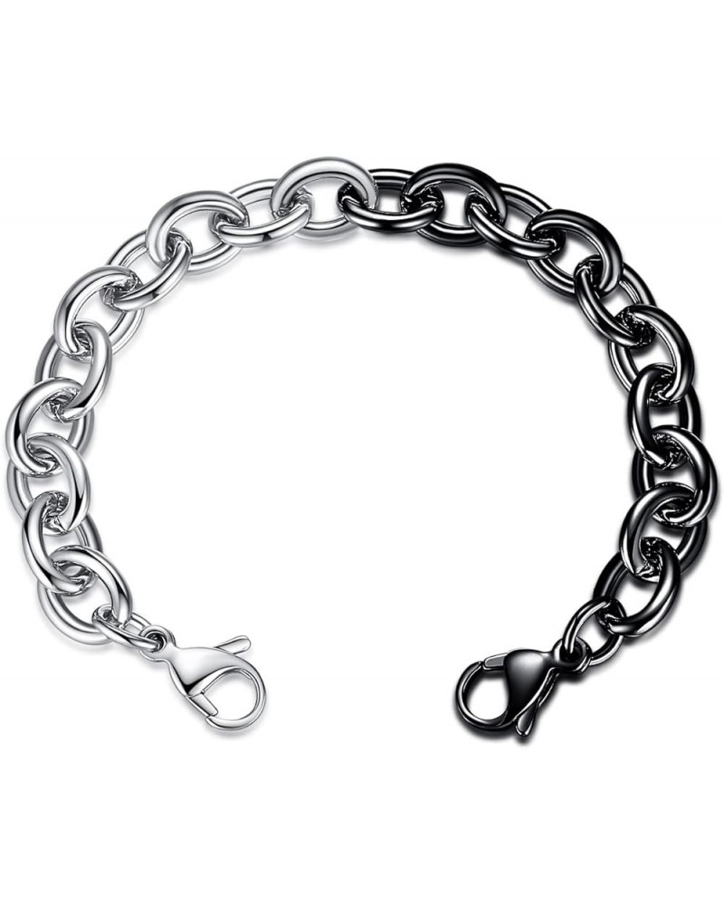 LinnaLove-Stainless Steel Cable Chain lnterchangeable Medical Alert Bracelets - (Just Chain) Black/Silver 6.0 Inches $11.79 B...