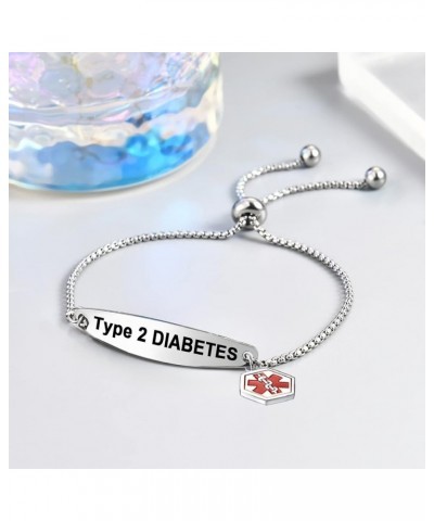 Red Medical Alert ID Bracelet for Women Men Emergency First Aid Engraved Adjustable Stainless Steel Chain Bracelets Hypertens...