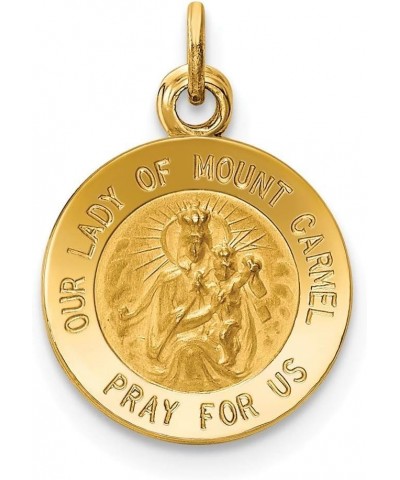 14K Yellow Gold Our Lady of Mt. Carmel Medal Charm 12mm width $85.74 Pendants