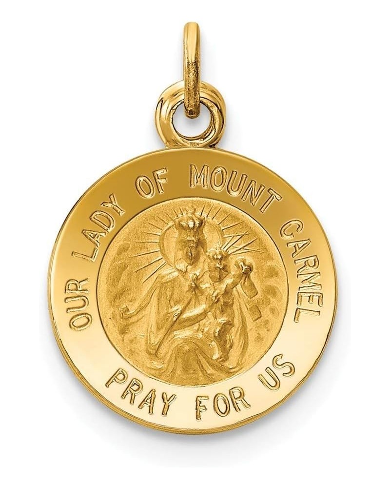 14K Yellow Gold Our Lady of Mt. Carmel Medal Charm 12mm width $85.74 Pendants