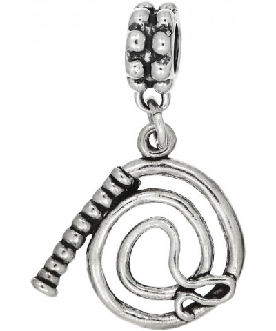 Sterling Silver Oxidized Jockey Equipment Gear Whip Dangle European Bead Charm $13.75 Bracelets