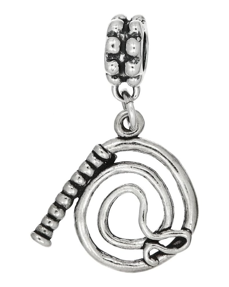 Sterling Silver Oxidized Jockey Equipment Gear Whip Dangle European Bead Charm $13.75 Bracelets