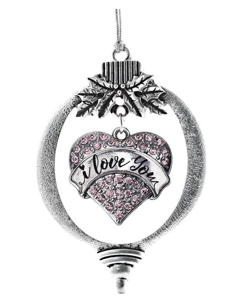 Nurse Charm Ornament - Silver Pave Heart Charm Holiday Ornaments with Cubic Zirconia Jewelry I Love You Handwritten Script Pi...