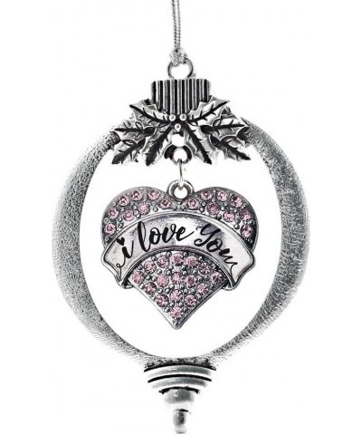 Nurse Charm Ornament - Silver Pave Heart Charm Holiday Ornaments with Cubic Zirconia Jewelry I Love You Handwritten Script Pi...