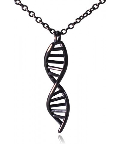 DNA Double Helix Science Stainless Steel Necklace Black $11.72 Necklaces