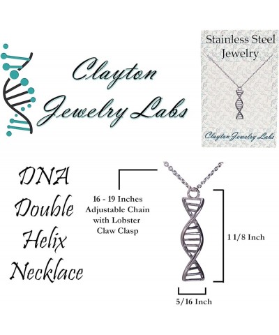 DNA Double Helix Science Stainless Steel Necklace Black $11.72 Necklaces