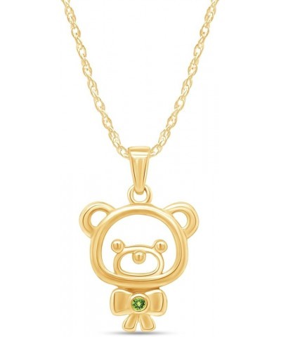 14K Gold Over Sterling Silver Teddy Bear Pendant Necklace Yellow Gold Over : Simulated Peridot $16.81 Necklaces